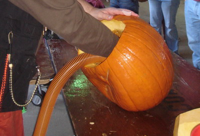A wet dry vac is great for quickly slurping out pumpkin guts.