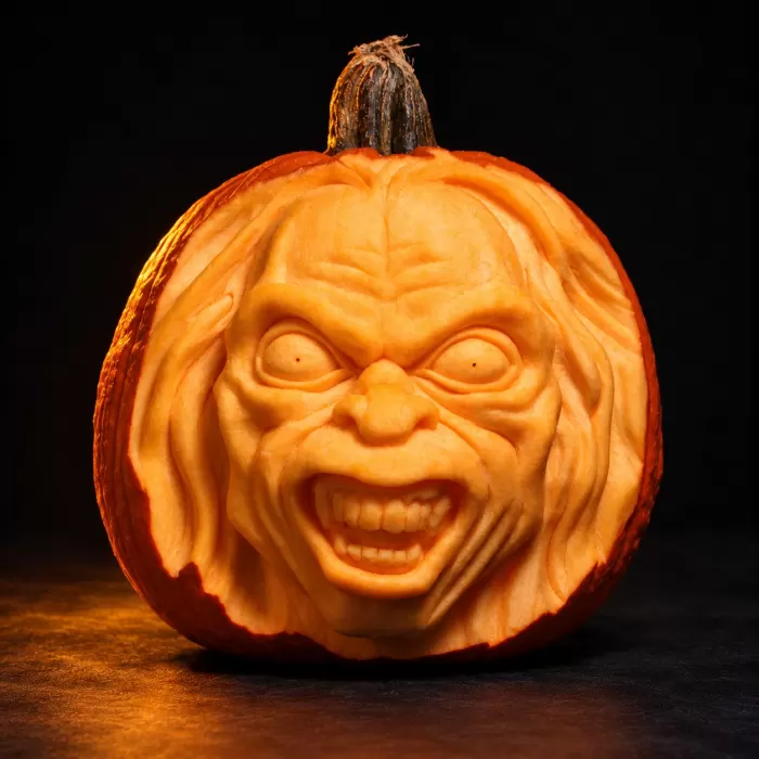 Carved pumpkin, Oct 2009